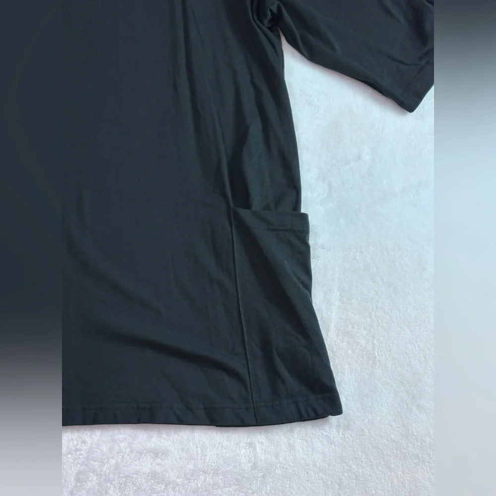 Woman Within 2X Black Cotton Tunic Top - Soft Knit with Pockets